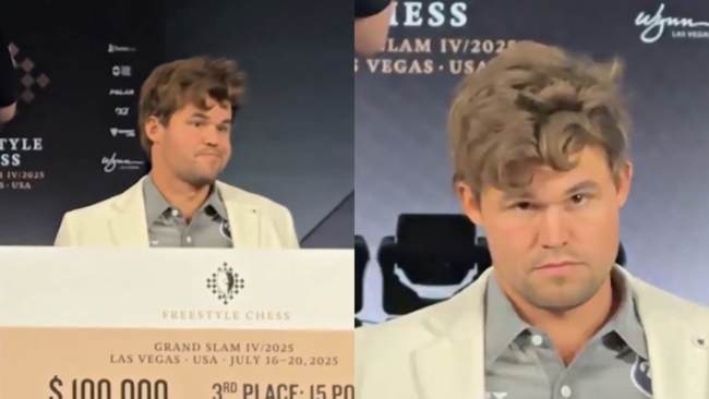 Chess | Magnus Carlsen&rsquo;s awkward reaction to Hans Niemann&rsquo;s entry at award ceremony goes viral - Watch