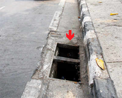 Open sewer swallows woman at Marine Drive