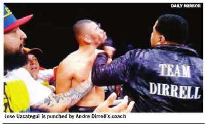 Boxer's uncle punches nephew's opponent after the bell
