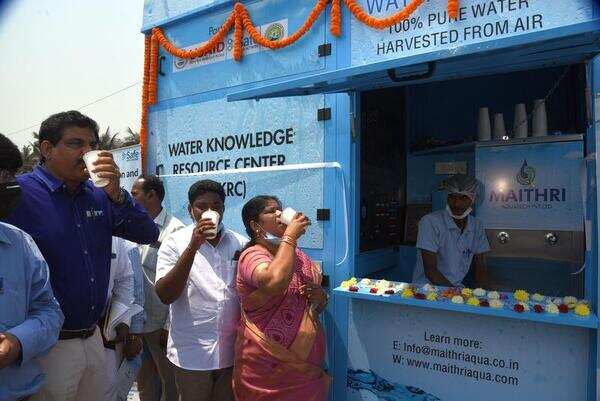 Mobile kiosk in Vizag extracts mineral-enriched water from air