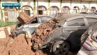 Vehicles damaged after wall collapsed in Bhopal 