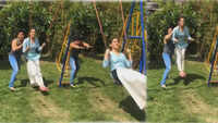 Varun Dhawan offers a swing ride to Sara Ali Khan and she is super happy! 