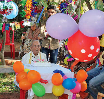 Centenarian celebrates birthday at old age home