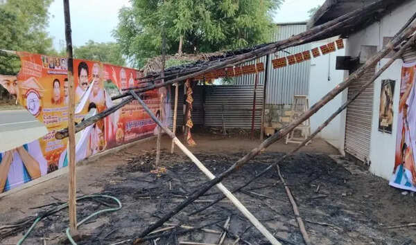 TVK party office torched by miscreants