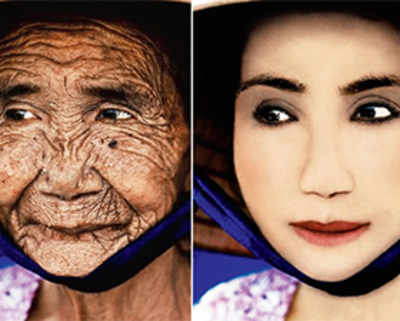 Dramatic transformation of woman, 100, photoshopped back to when she was 20