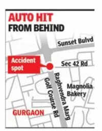 Auto overturns on Golf Course Road in Gurgaon after school bus rams it, one dies