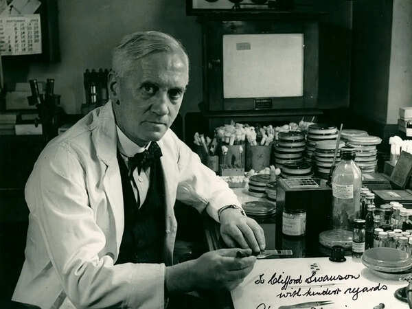 In 1928, Alexander Fleming noticed a strange mould on a petri dish, and this observation launched the antibiotic era