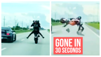Gone in 30 seconds: Bike blows up in pieces, biker survives 