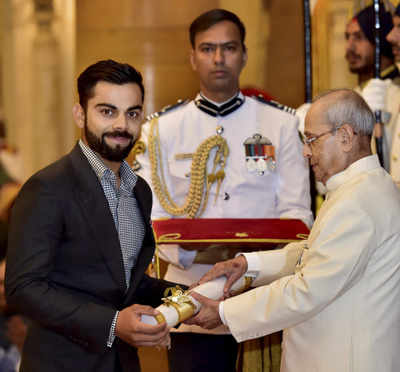 Virat Kohli receives Padma Shri award