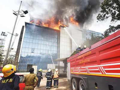 Fire guts three-storey commercial building Rolta Technology Park in Marol