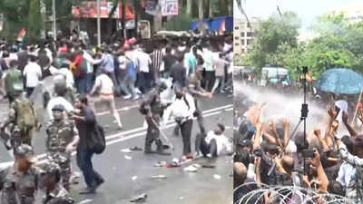 Jharkhand Student Protest Live Updates: Police lathicharge, unleash water  cannons as protesters try to breach barricades - The Times of India
