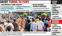 Kin create ruckus at pvt hosp, attack & injure 8 cops, 6 held