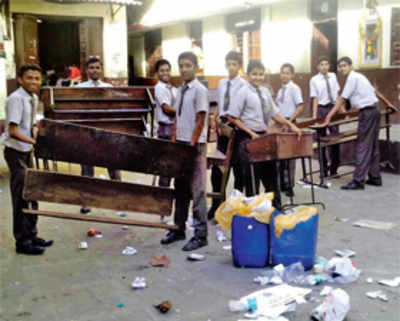 Students, teachers left to clean up mess left behind after polls