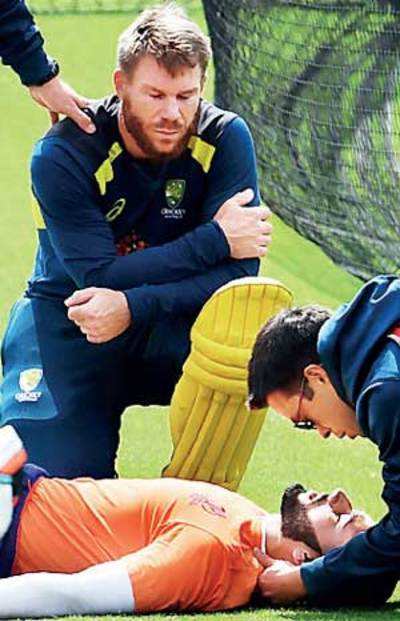 Net bowler Jaykishan Plaha injured after David Warner drive strikes him in the head