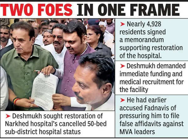 Bitter rivals Deshmukh & Fadnavis Meet After 2 Yrs Over Narkhed Hosp Upgrade