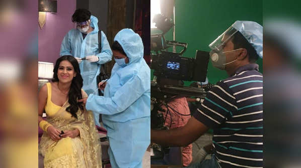 Make-up with face-shield on to set sanitisation; a look at the new norms being followed as TV shows resume shoot once again