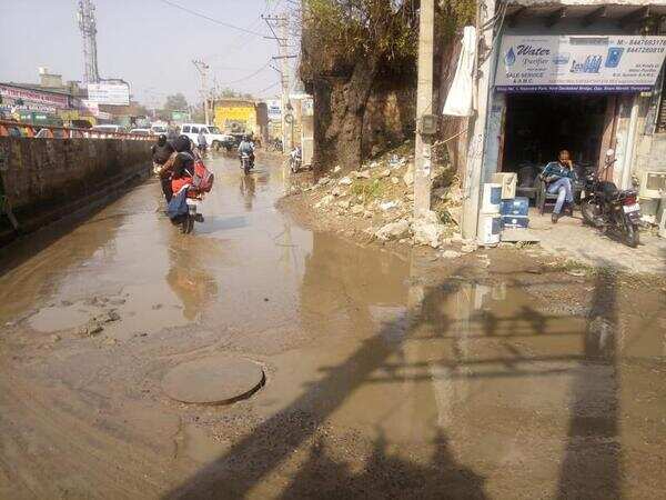 Rain or not, Rajendra Park road near Daultabad flyover is always waterlogged