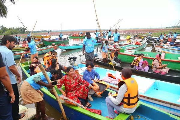 Fishing boats flock to village in Kottayam, to serve tourists in water lily-filled polders