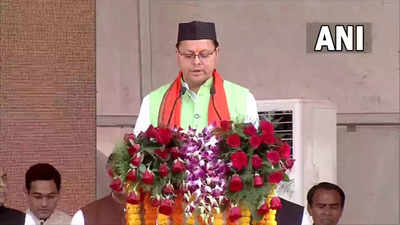 Uttarakhand CM Pushkar Singh Dhami Oath Ceremony: Pushkar Singh Dhami takes oath for second term as chief minister