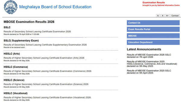 MBOSE HSSLC result 2026 released at megresults.nic.in and mbose.in for Class 12 students; check direct link here