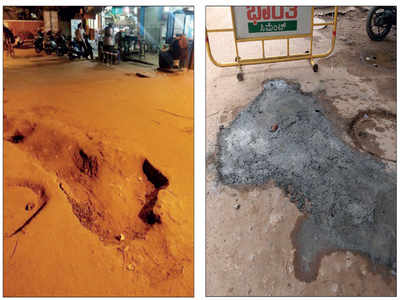 Babusapalya residents fill up pothole in 45 mns