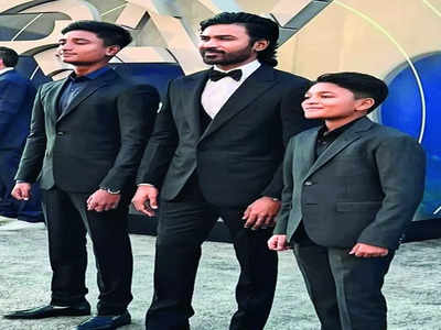 Dhanush at premiere with sons