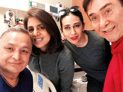 Karisma and Randhir Kapoor pay a visit to Rishi Kapoor in New York