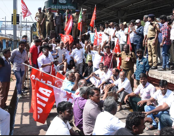 Central trade unions strike: More than 300 protesters held in Trichy