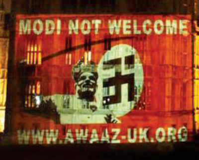Modi gets ‘not welcome’ message from Indians on UK parliament’s walls