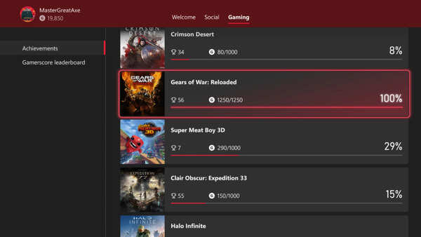 Xbox's Achievements update lets players hide games and show off completions