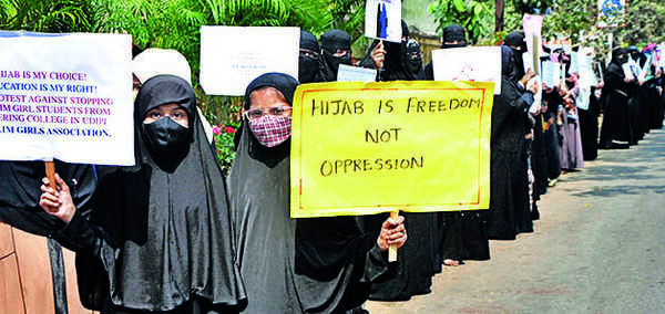 Silent protest held in Hyderabad against Karnataka hijab ban
