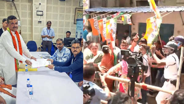 Bengal polls: BJP show strength at Suvendu Adhikari's nomination; face-off with TMC workers near CM Mamata Banerjee's home