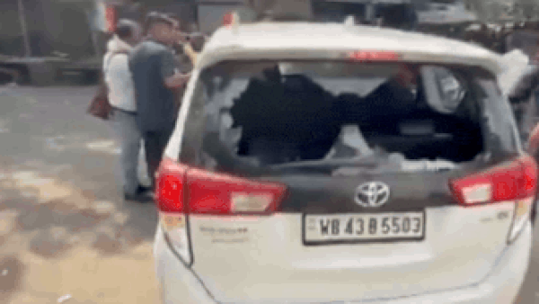 Watch: Stones thrown at Bengal BJP Agnimitra Paul's car in Asansol, rear window shattered; complaint filed