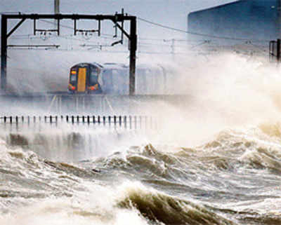 Search for student on as storm batters UK