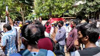Visakhapatnam: People flout social distancing norms at Unit Run Canteen NCC Department Store 