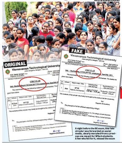 In ​ Visvesvaraya Technological University , fake circulars are doing the rounds