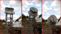 On cam: Municipal corporation demolishes dilapidated overhead water tank in Gujarat’s Rajkot 