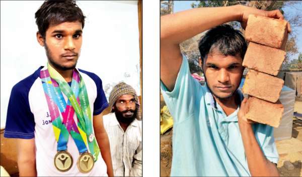 Special Olympics gold winner pushes wheelchairs