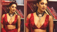 Kiara Advani looks gorgeous in red plunging neckline dress 