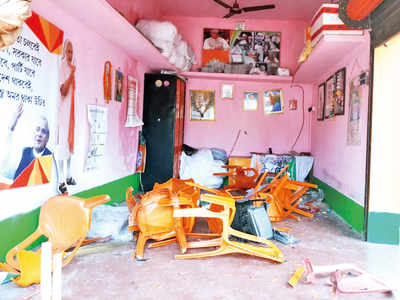 BJP office vandalised, 2 hurt; TMC blamed