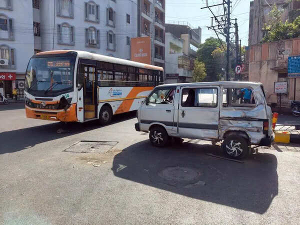 City bus hits school van, one student hurt