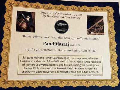 Minor planet named after Pandit Jasraj