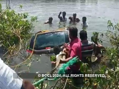 Telangana: Watery grave for three as car falls in village water body