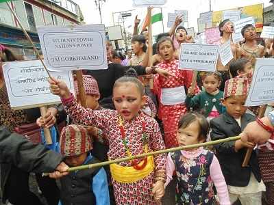 Darjeeling unrest: Gorkha Janmukti Morcha activists place children on frontline of protest march