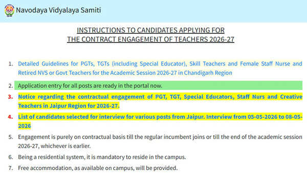 NVS Lucknow contractual teacher recruitment 2026 application window closes today for PGT TGT posts; apply here