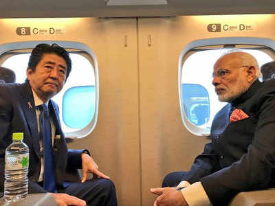 PM Narendra Modi rides on Shinkansen bullet train with Japanese PM Shinzo Abe
