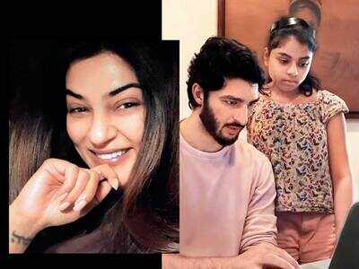 Sushmita Sen shoots Rohman Shawl as he helps Alisah and Alexa with studies