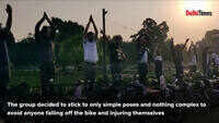 Delhi bikers perform yoga on bikes 