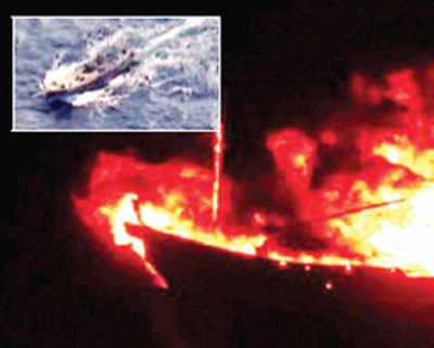 Pakistan ‘terror boat’ blows up off the Porbandar coast
