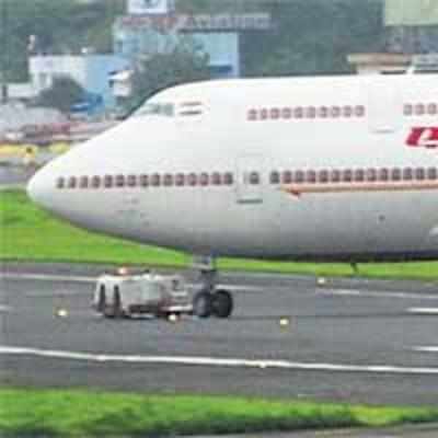 AI passengers walk on tarmac